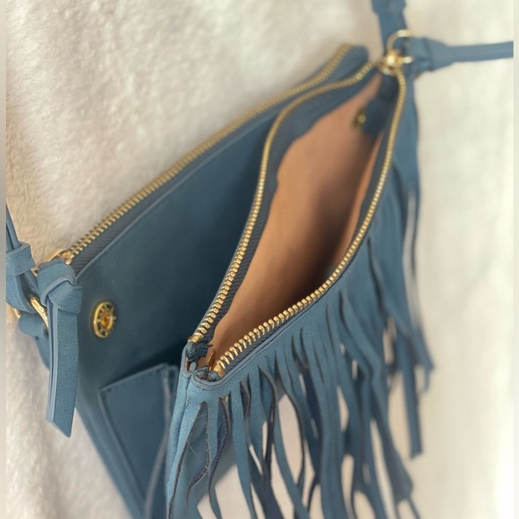 Old Navy Turquoise (dark) Fringe Handbag - Picture 3 of 5